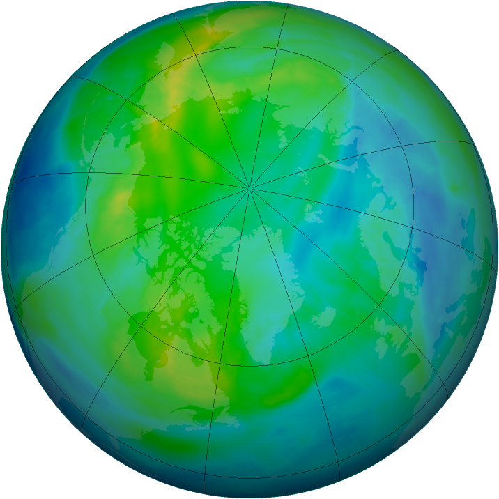 Arctic ozone map for 29 October 2013